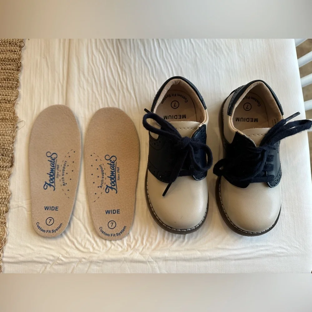 FootMates Size 7 Connor Ecru Royal Oxford Saddle Leather Dress Shoes - Picture 3 of 10